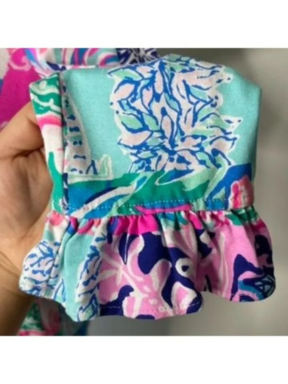 Lilly Pulitzer Girls Mini Sophie Ruffle Dress Patch to Match Size XL 12-14